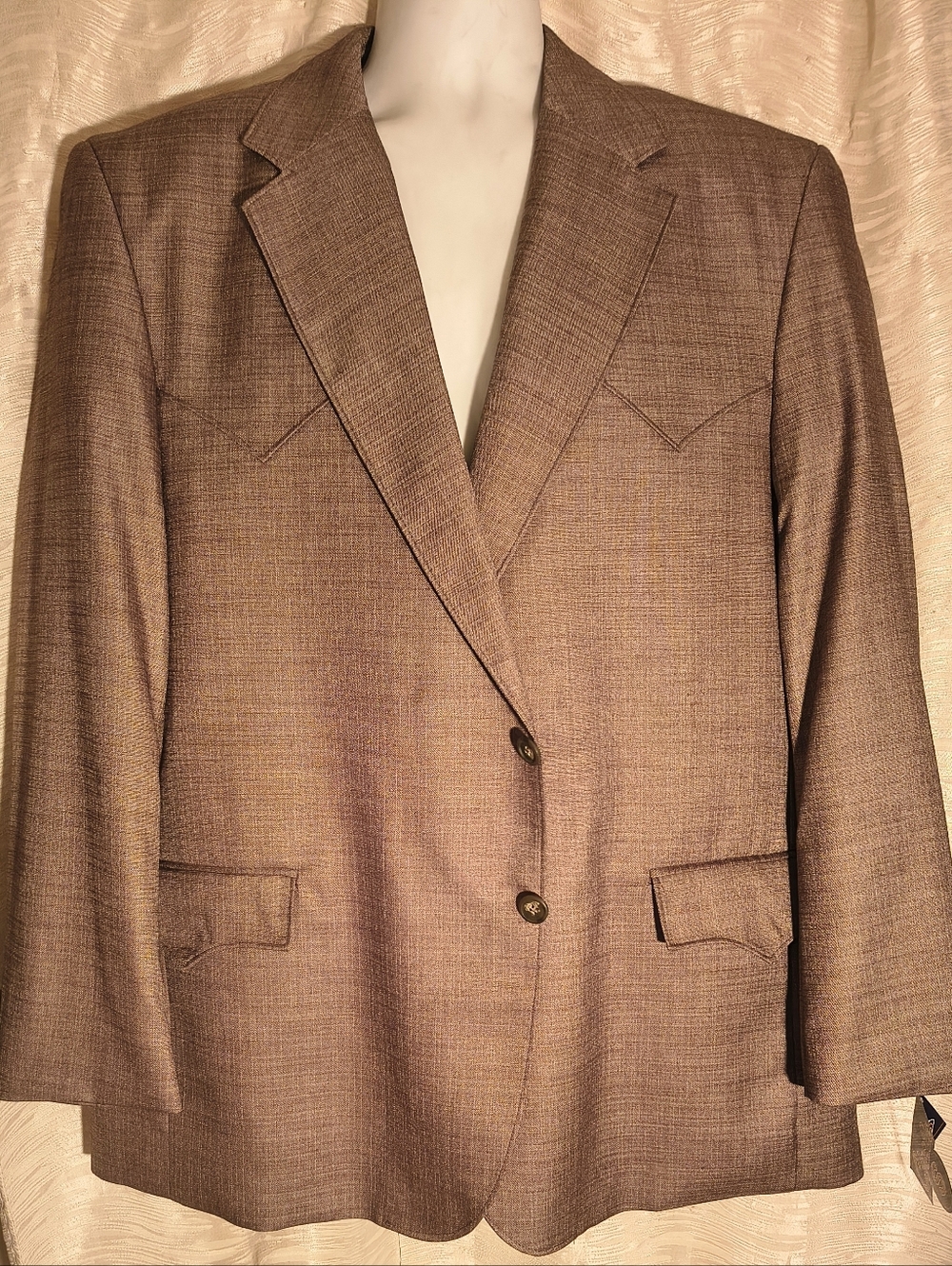 NWT Mens Circle S Brown Western Blazer 48R, Summer Weight Fabric Superb